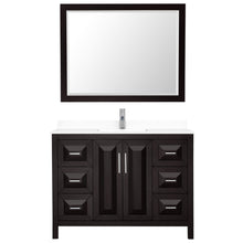 Load image into Gallery viewer, Wyndham Collection Vanity Wyndham Collection WCV252548SDEWCUNSM46 Daria 48 Inch Single Bathroom Vanity in Dark Espresso, White Cultured Marble Countertop, Undermount Square Sink, 46 Inch Mirror