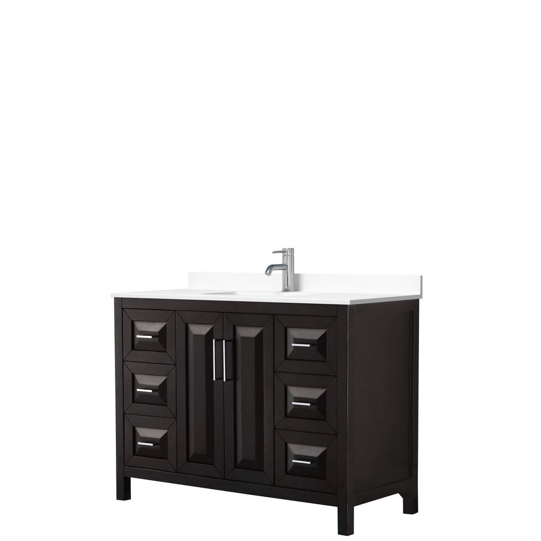 Wyndham Collection Vanity Wyndham Collection WCV252548SDEWCUNSMXX Daria 48 Inch Single Bathroom Vanity in Dark Espresso, White Cultured Marble Countertop, Undermount Square Sink, No Mirror