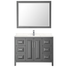 Load image into Gallery viewer, Wyndham Collection Vanity Wyndham Collection WCV252548SKGC2UNSM46 Daria 48 Inch Single Bathroom Vanity in Dark Gray, Light-Vein Carrara Cultured Marble Countertop, Undermount Square Sink, 46 Inch Mirror