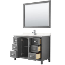 Load image into Gallery viewer, Wyndham Collection Vanity Wyndham Collection WCV252548SKGC2UNSM46 Daria 48 Inch Single Bathroom Vanity in Dark Gray, Light-Vein Carrara Cultured Marble Countertop, Undermount Square Sink, 46 Inch Mirror