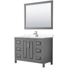 Load image into Gallery viewer, Wyndham Collection Vanity Wyndham Collection WCV252548SKGC2UNSM46 Daria 48 Inch Single Bathroom Vanity in Dark Gray, Light-Vein Carrara Cultured Marble Countertop, Undermount Square Sink, 46 Inch Mirror