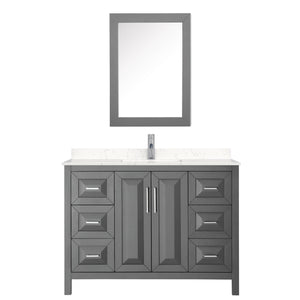 Wyndham Collection Vanity Wyndham Collection WCV252548SKGC2UNSMED Daria 48 Inch Single Bathroom Vanity in Dark Gray, Light-Vein Carrara Cultured Marble Countertop, Undermount Square Sink, Medicine Cabinet