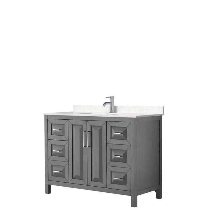Wyndham Collection Vanity Wyndham Collection WCV252548SKGC2UNSMXX Daria 48 Inch Single Bathroom Vanity in Dark Gray, Light-Vein Carrara Cultured Marble Countertop, Undermount Square Sink, No Mirror