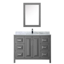 Load image into Gallery viewer, Wyndham Collection Vanity Wyndham Collection WCV252548SKGCMUNSMED Daria 48 Inch Single Bathroom Vanity in Dark Gray, White Carrara Marble Countertop, Undermount Square Sink, and Medicine Cabinet
