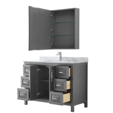 Load image into Gallery viewer, Wyndham Collection Vanity Wyndham Collection WCV252548SKGCMUNSMED Daria 48 Inch Single Bathroom Vanity in Dark Gray, White Carrara Marble Countertop, Undermount Square Sink, and Medicine Cabinet