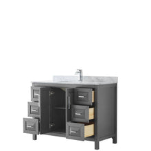 Load image into Gallery viewer, Wyndham Collection Vanity Wyndham Collection WCV252548SKGCMUNSMXX Daria 48 Inch Single Bathroom Vanity in Dark Gray, White Carrara Marble Countertop, Undermount Square Sink, and No Mirror