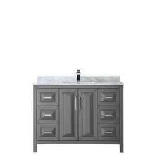 Load image into Gallery viewer, Wyndham Collection Vanity Wyndham Collection WCV252548SKGCMUNSMXX Daria 48 Inch Single Bathroom Vanity in Dark Gray, White Carrara Marble Countertop, Undermount Square Sink, and No Mirror
