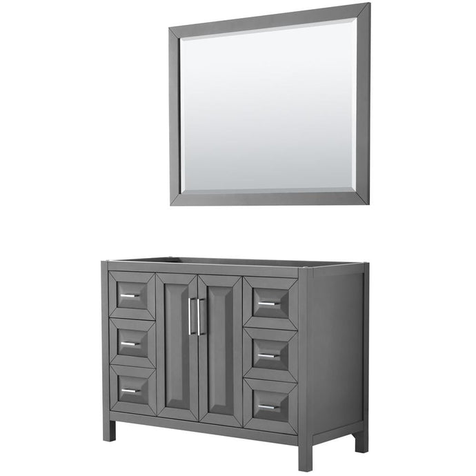 Wyndham Collection Vanity Wyndham Collection WCV252548SKGCXSXXM46 Daria 48 Inch Single Bathroom Vanity in Dark Gray, No Countertop, No Sink, and 46 Inch Mirror