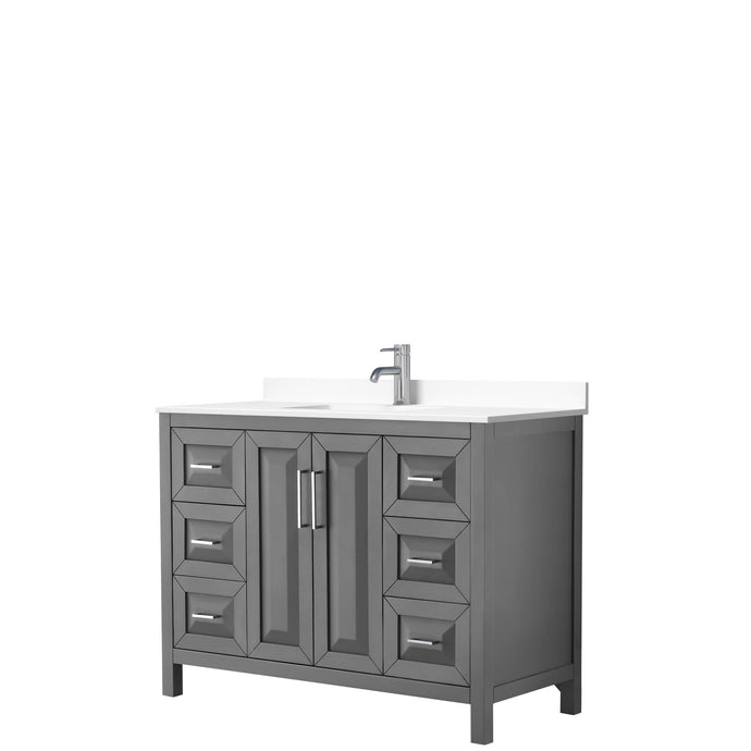 Wyndham Collection Vanity Wyndham Collection WCV252548SKGWCUNSMXX Daria 48 Inch Single Bathroom Vanity in Dark Gray, White Cultured Marble Countertop, Undermount Square Sink, No Mirror