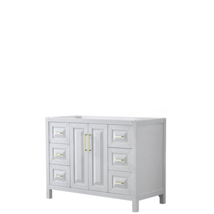 Wyndham Collection Vanity Wyndham Collection WCV252548SWGCXSXXMXX Daria 48 Inch Single Bathroom Vanity in White, No Countertop, No Sink, Brushed Gold Trim