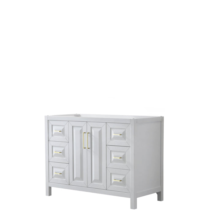 Wyndham Collection Vanity Wyndham Collection WCV252548SWGCXSXXMXX Daria 48 Inch Single Bathroom Vanity in White, No Countertop, No Sink, Brushed Gold Trim