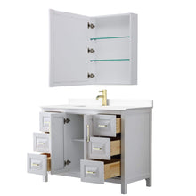 Load image into Gallery viewer, Wyndham Collection Vanity Wyndham Collection WCV252548SWGWCUNSMED Daria 48 Inch Single Bathroom Vanity in White, White Cultured Marble Countertop, Undermount Square Sink, Medicine Cabinet, Brushed Gold Trim