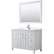 Load image into Gallery viewer, Wyndham Collection Vanity Wyndham Collection WCV252548SWHC2UNSM46 Daria 48 Inch Single Bathroom Vanity in White, Light-Vein Carrara Cultured Marble Countertop, Undermount Square Sink, 46 Inch Mirror