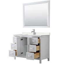 Load image into Gallery viewer, Wyndham Collection Vanity Wyndham Collection WCV252548SWHC2UNSM46 Daria 48 Inch Single Bathroom Vanity in White, Light-Vein Carrara Cultured Marble Countertop, Undermount Square Sink, 46 Inch Mirror