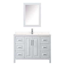 Load image into Gallery viewer, Wyndham Collection Vanity Wyndham Collection WCV252548SWHC2UNSMED Daria 48 Inch Single Bathroom Vanity in White, Light-Vein Carrara Cultured Marble Countertop, Undermount Square Sink, Medicine Cabinet