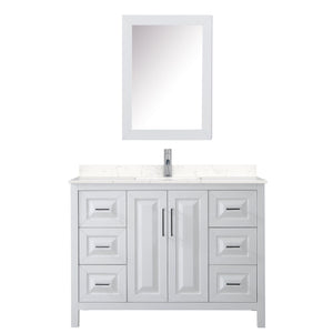 Wyndham Collection Vanity Wyndham Collection WCV252548SWHC2UNSMED Daria 48 Inch Single Bathroom Vanity in White, Light-Vein Carrara Cultured Marble Countertop, Undermount Square Sink, Medicine Cabinet