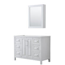 Load image into Gallery viewer, Wyndham Collection Vanity Wyndham Collection WCV252548SWHCXSXXMED Daria 48 Inch Single Bathroom Vanity in White, No Countertop, No Sink, and Medicine Cabinet