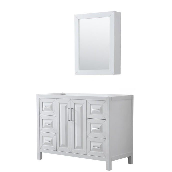 Wyndham Collection Vanity Wyndham Collection WCV252548SWHCXSXXMED Daria 48 Inch Single Bathroom Vanity in White, No Countertop, No Sink, and Medicine Cabinet