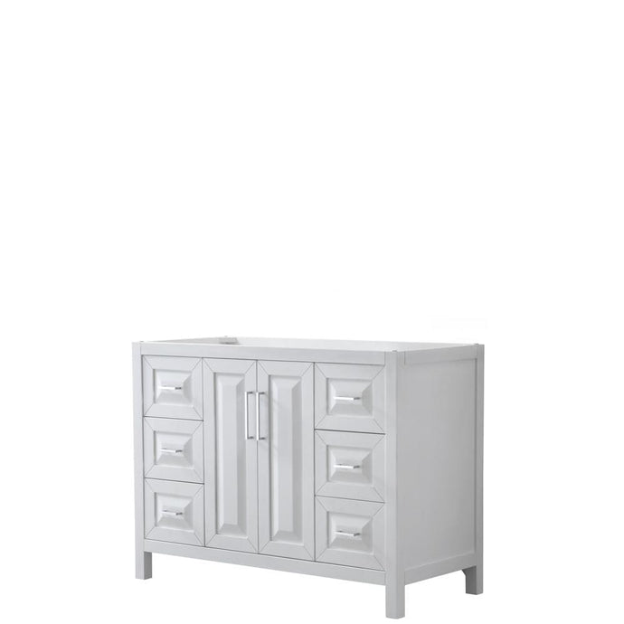 Wyndham Collection Vanity Wyndham Collection WCV252548SWHCXSXXMXX Daria 48 Inch Single Bathroom Vanity in White, No Countertop, No Sink, and No Mirror
