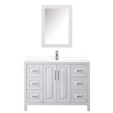 Load image into Gallery viewer, Wyndham Collection Vanity Wyndham Collection WCV252548SWHWCUNSMED Daria 48 Inch Single Bathroom Vanity in White, White Cultured Marble Countertop, Undermount Square Sink, Medicine Cabinet