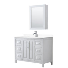 Load image into Gallery viewer, Wyndham Collection Vanity Wyndham Collection WCV252548SWHWCUNSMED Daria 48 Inch Single Bathroom Vanity in White, White Cultured Marble Countertop, Undermount Square Sink, Medicine Cabinet