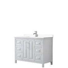 Load image into Gallery viewer, Wyndham Collection Vanity Wyndham Collection WCV252548SWHWCUNSMXX Daria 48 Inch Single Bathroom Vanity in White, White Cultured Marble Countertop, Undermount Square Sink, No Mirror
