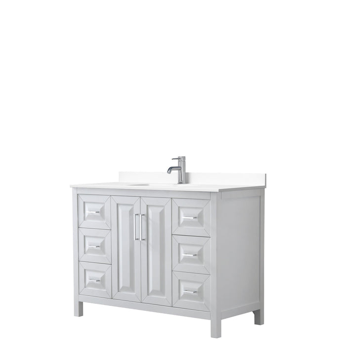 Wyndham Collection Vanity Wyndham Collection WCV252548SWHWCUNSMXX Daria 48 Inch Single Bathroom Vanity in White, White Cultured Marble Countertop, Undermount Square Sink, No Mirror
