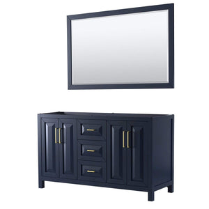 Wyndham Collection Vanity Wyndham Collection WCV252560DBLCXSXXM58 Daria 60 Inch Double Bathroom Vanity in Dark Blue, No Countertop, No Sink, 58 Inch Mirror