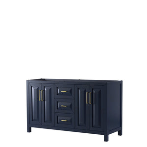 Wyndham Collection Vanity Wyndham Collection WCV252560DBLCXSXXMXX Daria 60 Inch Double Bathroom Vanity in Dark Blue, No Countertop, No Sink, No Mirror