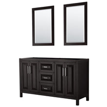 Load image into Gallery viewer, Wyndham Collection Vanity Wyndham Collection WCV252560DDECXSXXM24 Daria 60 Inch Double Bathroom Vanity in Dark Espresso, No Countertop, No Sink, and 24 Inch Mirrors