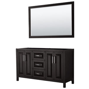 Wyndham Collection Vanity Wyndham Collection WCV252560DDECXSXXM58 Daria 60 Inch Double Bathroom Vanity in Dark Espresso, No Countertop, No Sink, and 58 Inch Mirror
