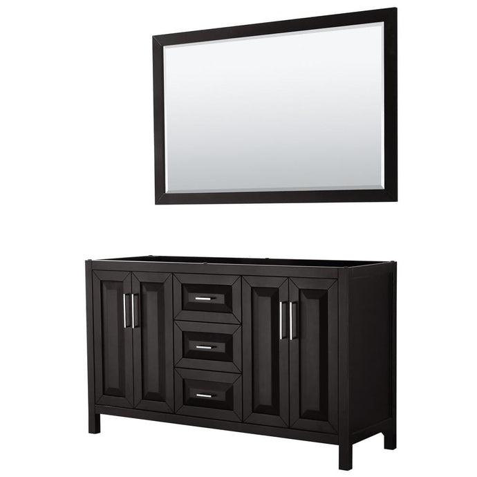 Wyndham Collection Vanity Wyndham Collection WCV252560DDECXSXXM58 Daria 60 Inch Double Bathroom Vanity in Dark Espresso, No Countertop, No Sink, and 58 Inch Mirror
