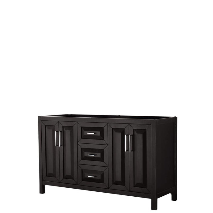 Wyndham Collection Vanity Wyndham Collection WCV252560DDECXSXXMXX Daria 60 Inch Double Bathroom Vanity in Dark Espresso, No Countertop, No Sink, and No Mirror