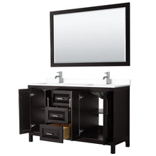 Load image into Gallery viewer, Wyndham Collection Vanity Wyndham Collection WCV252560DDEWCUNSM58 Daria 60 Inch Double Bathroom Vanity in Dark Espresso, White Cultured Marble Countertop, Undermount Square Sinks, 58 Inch Mirror