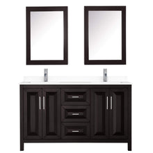 Load image into Gallery viewer, Wyndham Collection Vanity Wyndham Collection WCV252560DDEWCUNSMED Daria 60 Inch Double Bathroom Vanity in Dark Espresso, White Cultured Marble Countertop, Undermount Square Sinks, Medicine Cabinets