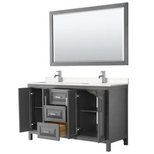 Load image into Gallery viewer, Wyndham Collection Vanity Wyndham Collection WCV252560DKGC2UNSM58 Daria 60 Inch Double Bathroom Vanity in Dark Gray, Light-Vein Carrara Cultured Marble Countertop, Undermount Square Sinks, 58 Inch Mirror