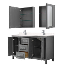 Load image into Gallery viewer, Wyndham Collection Vanity Wyndham Collection WCV252560DKGC2UNSMED Daria 60 Inch Double Bathroom Vanity in Dark Gray, Light-Vein Carrara Cultured Marble Countertop, Undermount Square Sinks, Medicine Cabinets