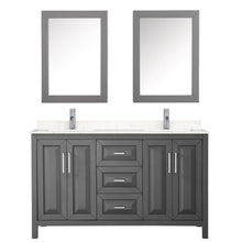 Load image into Gallery viewer, Wyndham Collection Vanity Wyndham Collection WCV252560DKGC2UNSMED Daria 60 Inch Double Bathroom Vanity in Dark Gray, Light-Vein Carrara Cultured Marble Countertop, Undermount Square Sinks, Medicine Cabinets