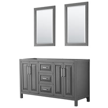 Load image into Gallery viewer, Wyndham Collection Vanity Wyndham Collection WCV252560DKGCXSXXM24 Daria 60 Inch Double Bathroom Vanity in Dark Gray, No Countertop, No Sink, and 24 Inch Mirrors