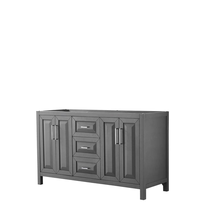 Wyndham Collection Vanity Wyndham Collection WCV252560DKGCXSXXMXX Daria 60 Inch Double Bathroom Vanity in Dark Gray, No Countertop, No Sink, and No Mirror