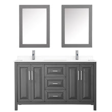 Load image into Gallery viewer, Wyndham Collection Vanity Wyndham Collection WCV252560DKGWCUNSMED Daria 60 Inch Double Bathroom Vanity in Dark Gray, White Cultured Marble Countertop, Undermount Square Sinks, Medicine Cabinets