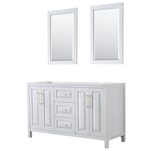 Load image into Gallery viewer, Wyndham Collection Vanity Wyndham Collection WCV252560DWGCXSXXM24 Daria 60 Inch Double Bathroom Vanity in White, No Countertop, No Sink, 24 Inch Mirrors, Brushed Gold Trim