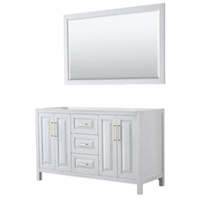 Load image into Gallery viewer, Wyndham Collection Vanity Wyndham Collection WCV252560DWGCXSXXM58 Daria 60 Inch Double Bathroom Vanity in White, No Countertop, No Sink, 58 Inch Mirror, Brushed Gold Trim