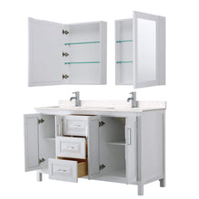 Load image into Gallery viewer, Wyndham Collection Vanity Wyndham Collection WCV252560DWHC2UNSMED Daria 60 Inch Double Bathroom Vanity in White, Light-Vein Carrara Cultured Marble Countertop, Undermount Square Sinks, Medicine Cabinets