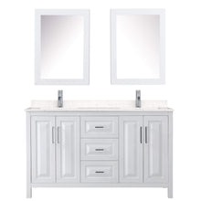 Load image into Gallery viewer, Wyndham Collection Vanity Wyndham Collection WCV252560DWHC2UNSMED Daria 60 Inch Double Bathroom Vanity in White, Light-Vein Carrara Cultured Marble Countertop, Undermount Square Sinks, Medicine Cabinets