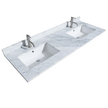 Load image into Gallery viewer, Wyndham Collection Vanity Wyndham Collection WCV252560DWHCMUNSM24 Daria 60 Inch Double Bathroom Vanity in White, White Carrara Marble Countertop, Undermount Square Sinks, and 24 Inch Mirrors