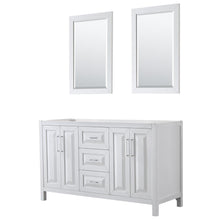 Load image into Gallery viewer, Wyndham Collection Vanity Wyndham Collection WCV252560DWHCXSXXM24 Daria 60 Inch Double Bathroom Vanity in White, No Countertop, No Sink, and 24 Inch Mirrors