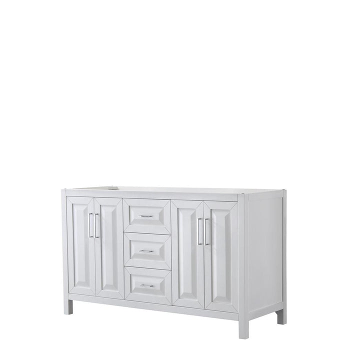 Wyndham Collection Vanity Wyndham Collection WCV252560DWHCXSXXMXX Daria 60 Inch Double Bathroom Vanity in White, No Countertop, No Sink, and No Mirror