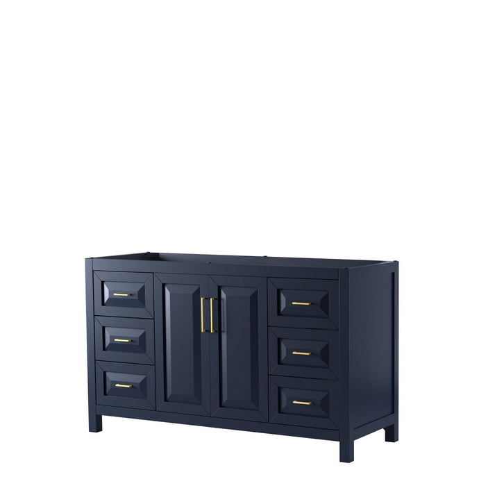 Wyndham Collection Vanity Wyndham Collection WCV252560SBLCXSXXMXX Daria 60 Inch Single Bathroom Vanity in Dark Blue, No Countertop, No Sink, No Mirror