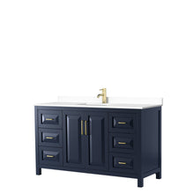 Load image into Gallery viewer, Wyndham Collection Vanity Wyndham Collection WCV252560SBLWCUNSMXX Daria 60 Inch Single Bathroom Vanity in Dark Blue, White Cultured Marble Countertop, Undermount Square Sink, No Mirror